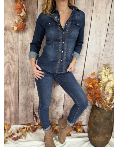 Chemise en jean avec strass