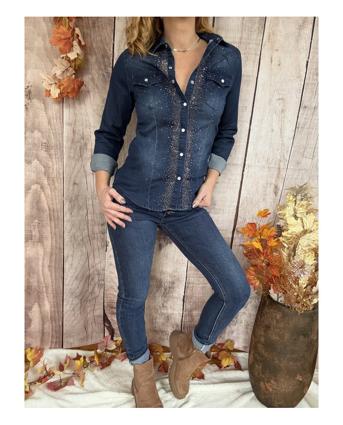 Chemise en jean avec strass