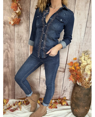 Chemise en jean avec strass