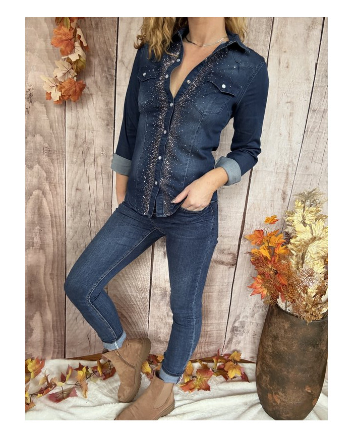 Chemise en jean avec strass