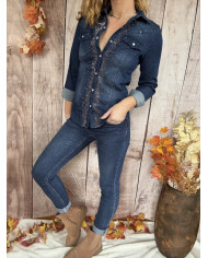 Chemise en jean avec strass