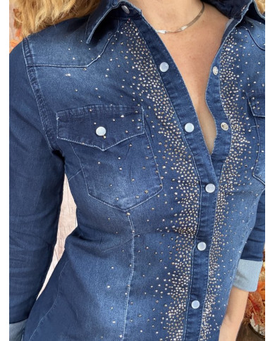Chemise en jean avec strass