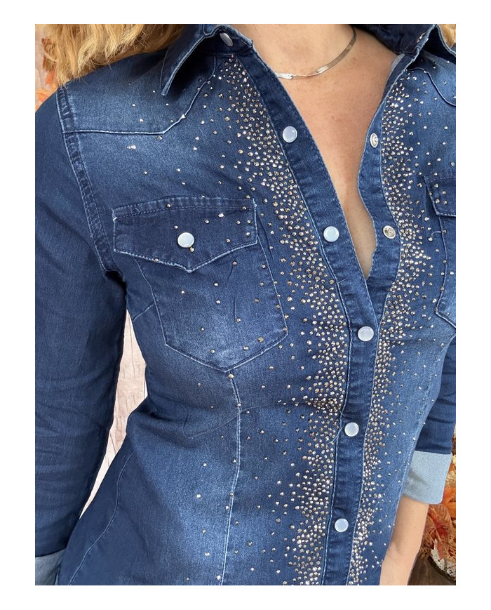 Chemise en jean avec strass