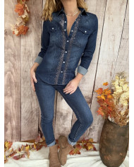 Chemise en jean avec strass