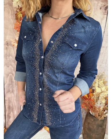 Chemise en jean avec strass