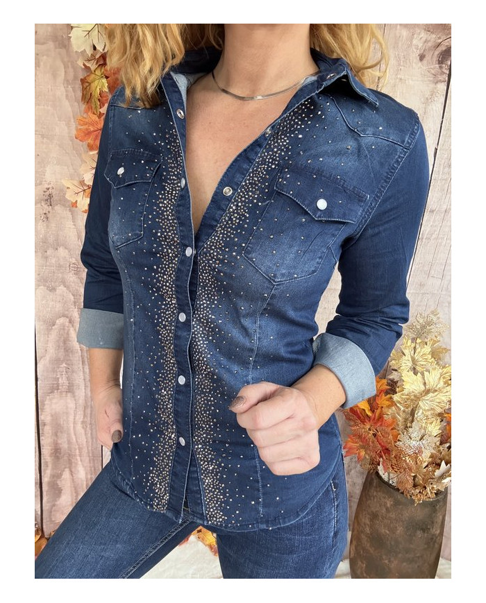 Chemise en jean avec strass