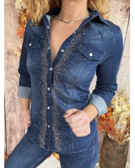 Chemise en jean avec strass