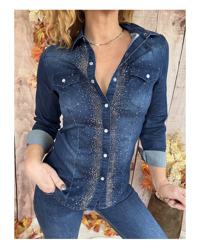 Chemise en jean avec strass