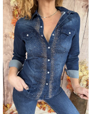 Chemise en jean avec strass