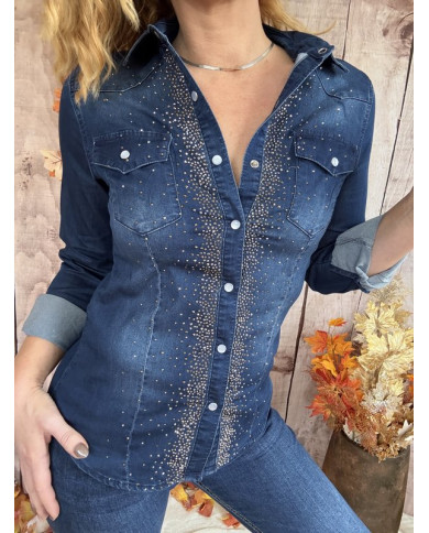 Chemise en jean avec strass