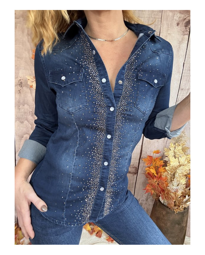 Chemise en jean avec strass