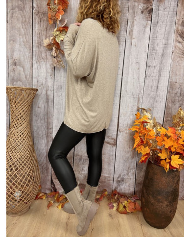 Pull oversize taupe "Rock & Roll"