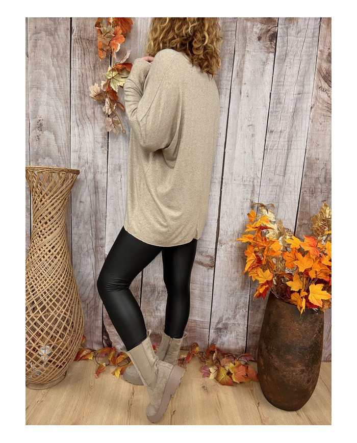 Pull oversize taupe "Rock & Roll"