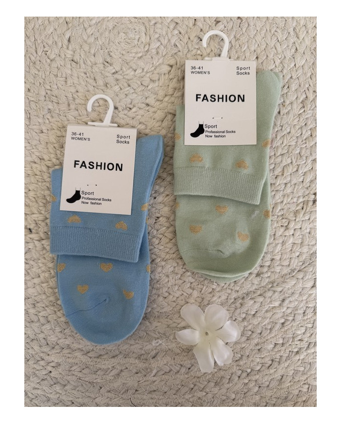 Chaussettes petits cœurs brillants