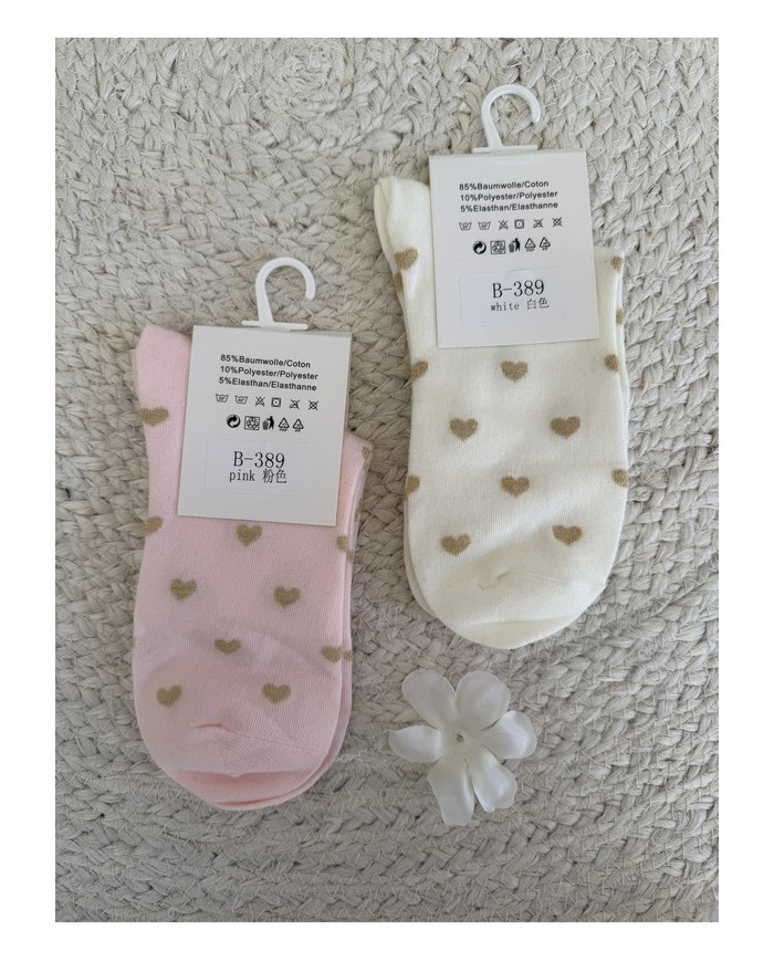 Chaussettes petits cœurs brillants