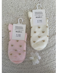 Chaussettes petits cœurs brillants