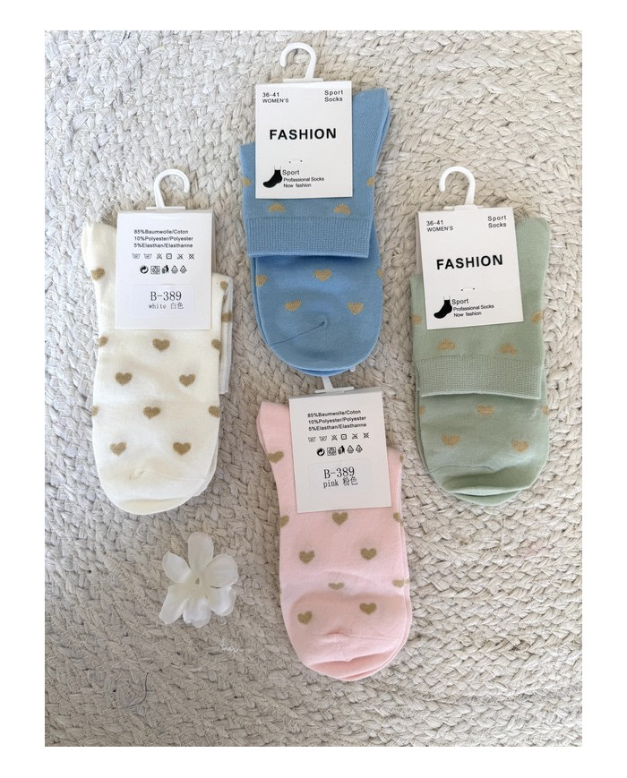 Chaussettes petits cœurs brillants