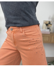 Bermuda abricot avec strass Albano - TAILLE 34