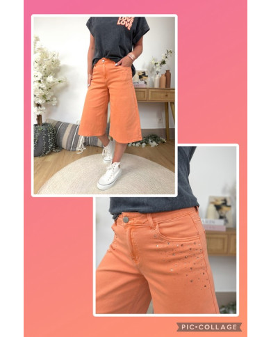 Bermuda abricot avec strass Albano - TAILLE 34