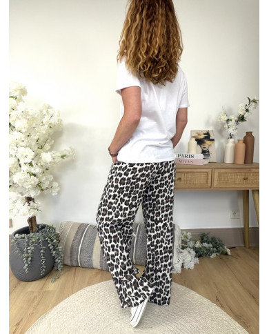 Pantalon en gaze de coton léopard