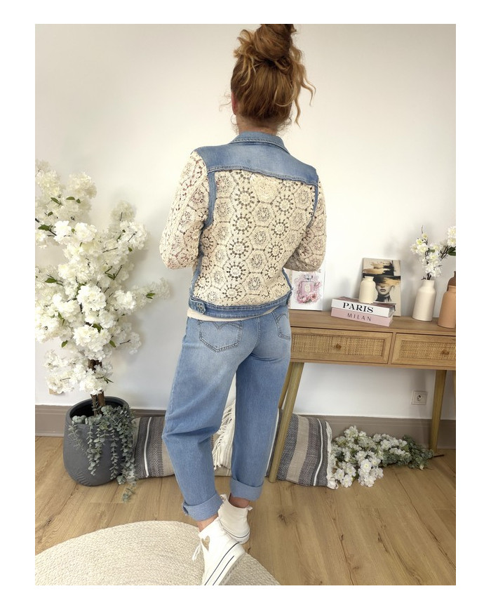Veste bi matière jean & crochet