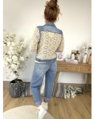 Veste bi matière jean & crochet