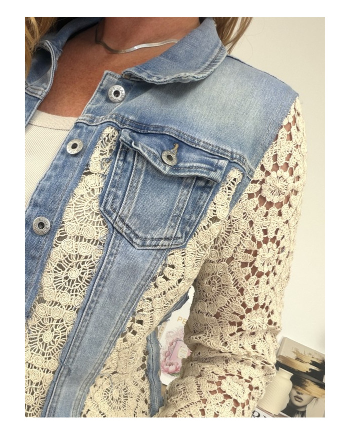 Veste bi matière jean & crochet