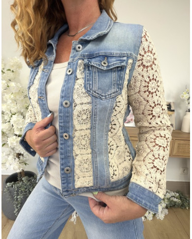 Veste bi matière jean & crochet