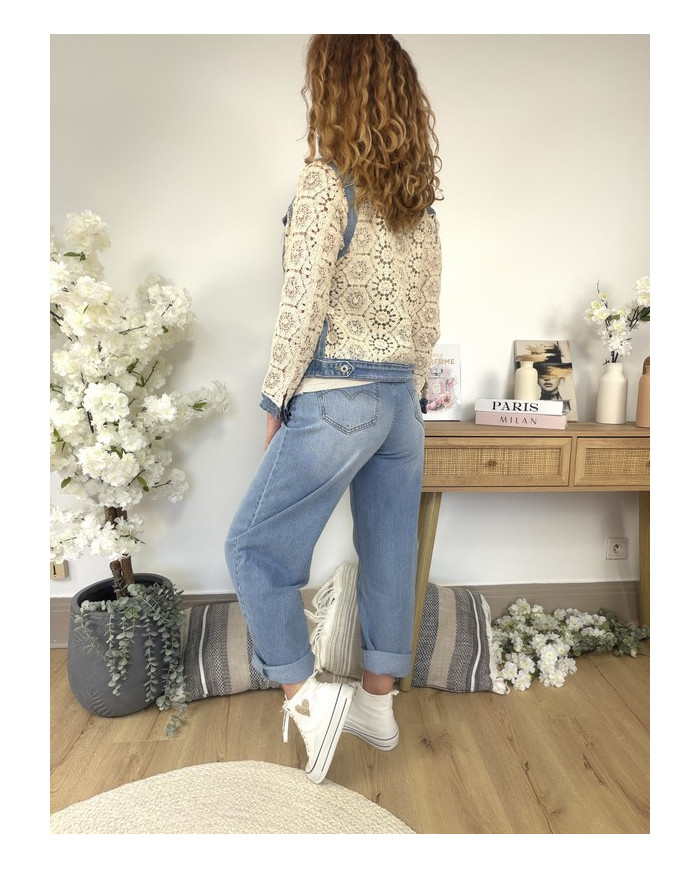 Veste bi matière jean & crochet