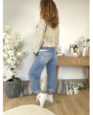 Veste bi matière jean & crochet