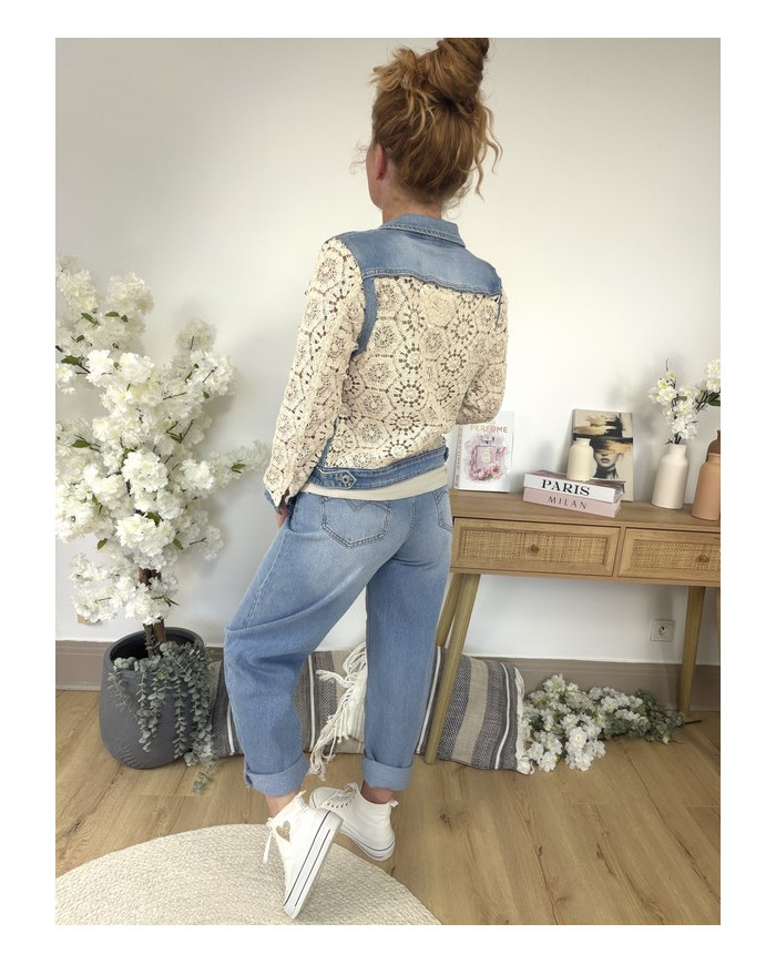 Veste bi matière jean & crochet