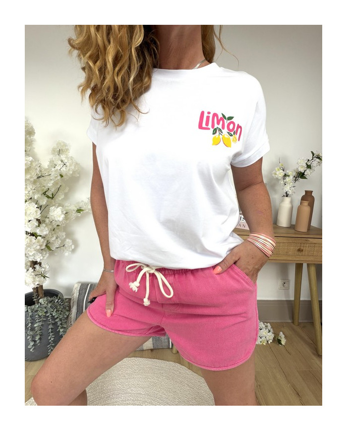 Short denim fuchsia
