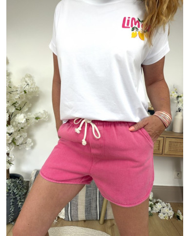Short denim fuchsia