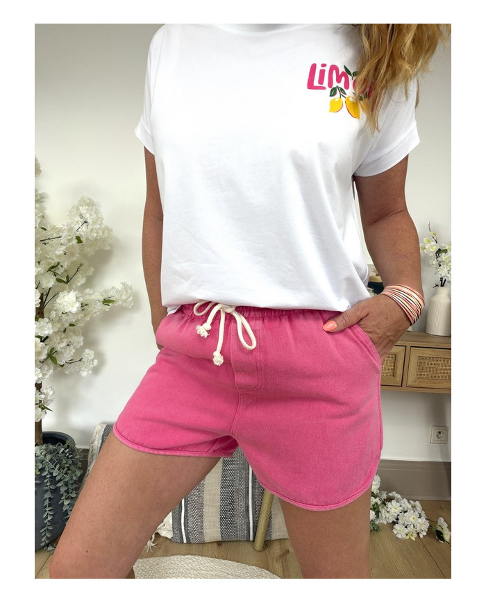 Short denim fuchsia