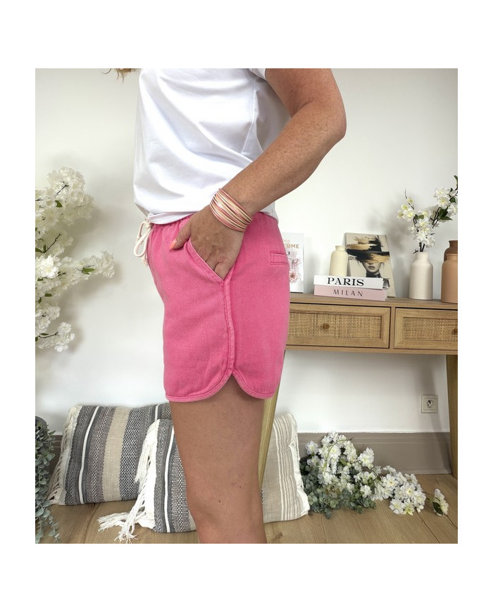 Short denim fuchsia