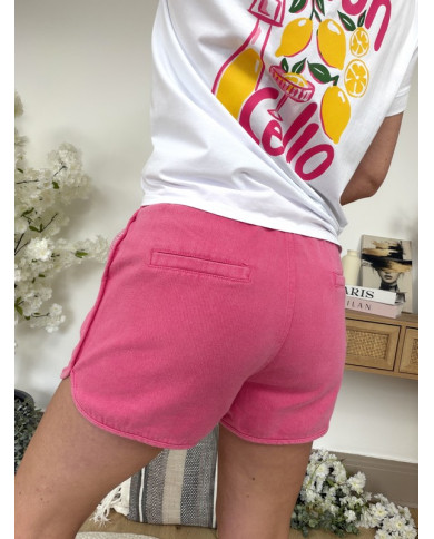 Short denim fuchsia