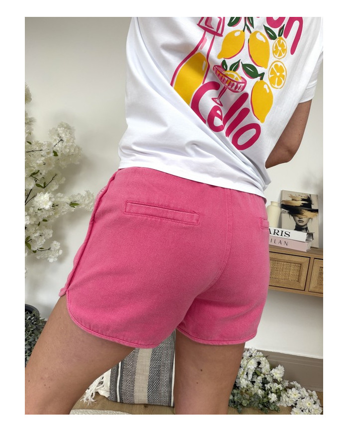 Short denim fuchsia