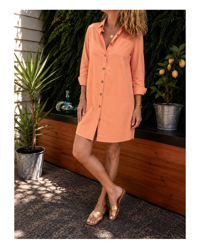 Robe chemise abricot