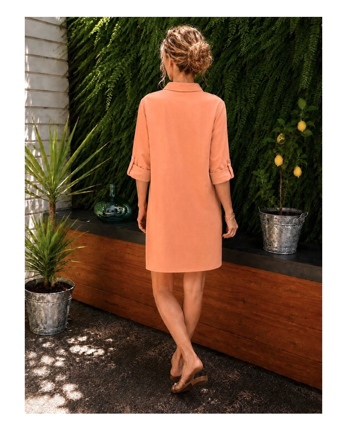 Robe chemise abricot