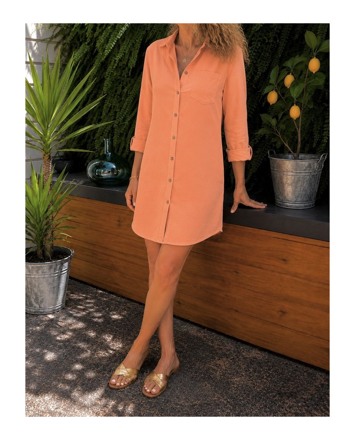 Robe chemise abricot