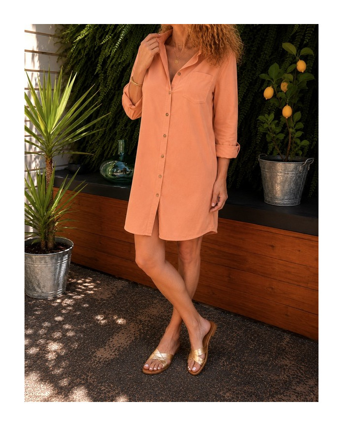 Robe chemise abricot