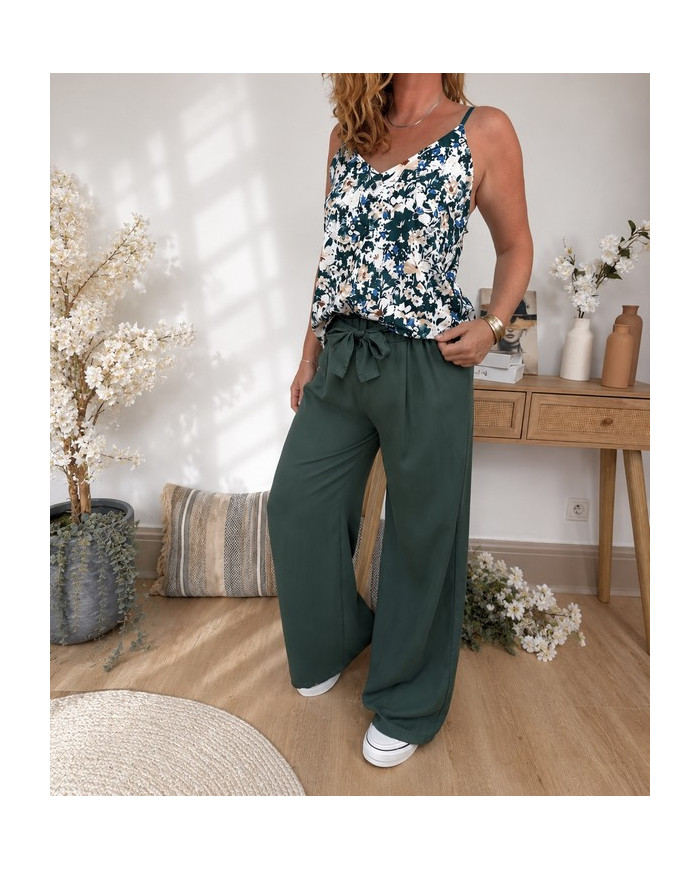 Pantalon fluide vert émeraude