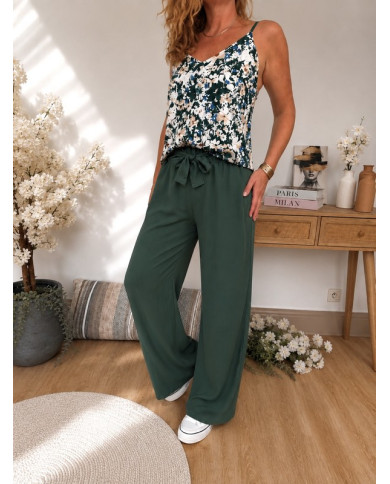 Pantalon fluide vert émeraude