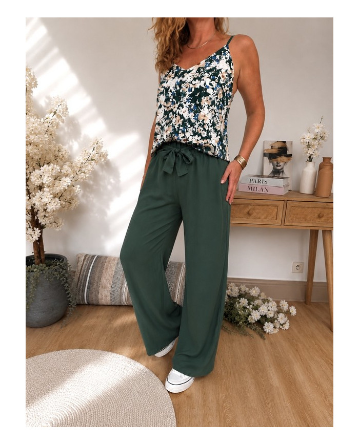 Pantalon fluide vert émeraude