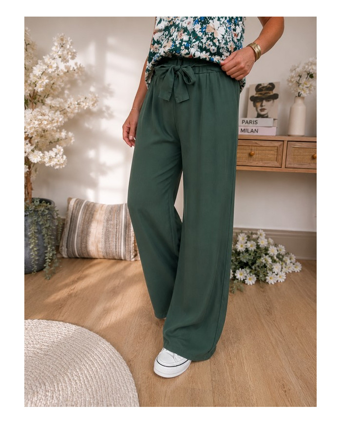 Pantalon fluide vert émeraude
