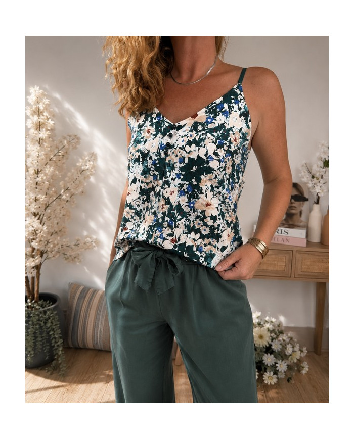 Pantalon fluide vert émeraude