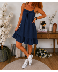 Robe longue & volants corail Lilou