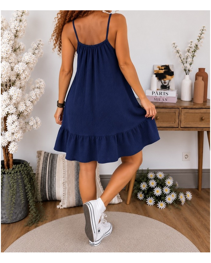 Robe gaze de coton bleu marine