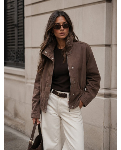 Veste mi saison marron choco Flavie
