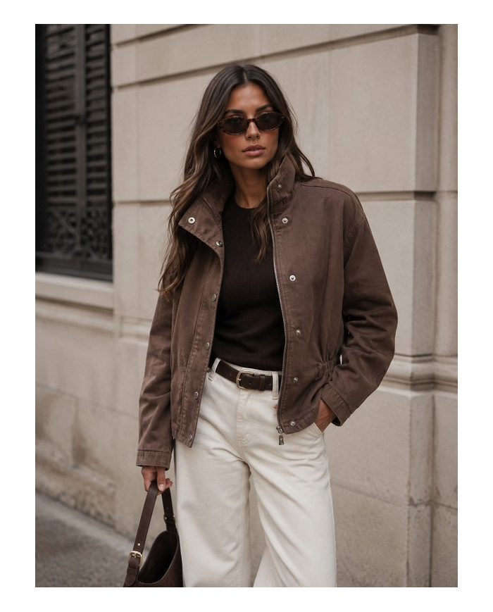 Veste mi saison marron choco Flavie